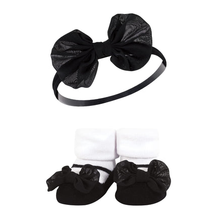 Hudson Baby Girl's Headband and Socks Giftset, Red Leopard, One Size