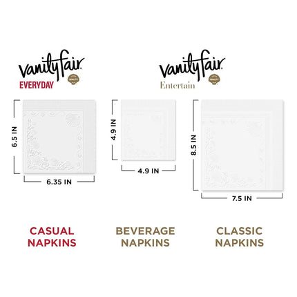 Serviettes de table Vanity Fair Entertain, 320 unités, en papier blanc
