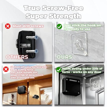 SHIMIDO Upgraded Punch-Free 1000g Automatic Screen Door Closer, Storm Door Closer, Sliding Screen Auto Closer with Steel Drawstring for Bathroom, Bedroom, Studyroom (4 Pack Black)