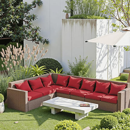 PatioGlow Outdoor Seat Cushion Set 22 x 22 x 4 Inch, Waterproof & Fade Resistant Patio Furniture Cushions with Removable Cover and Ties, Thick Deep Seating Pads for Outside Chair Sofa Couch, Red
