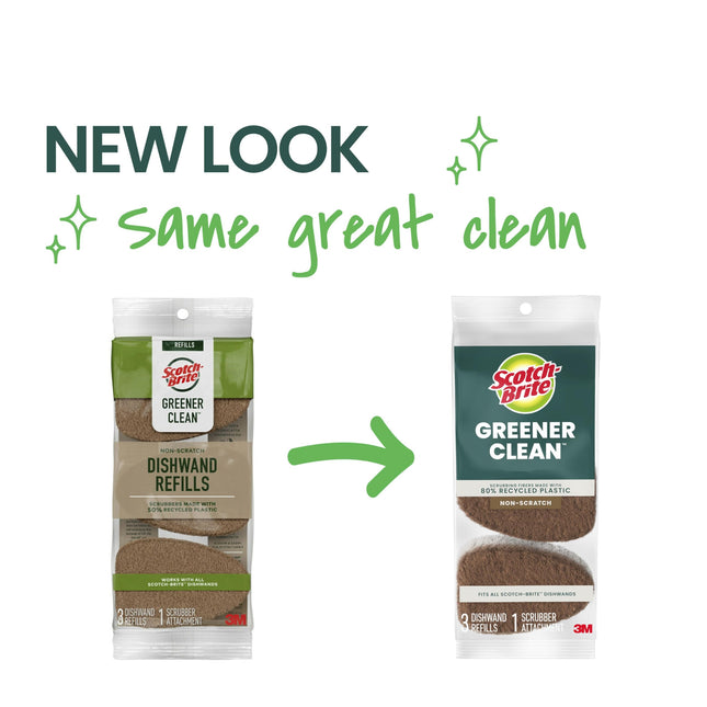 Scotch-Brite Greener Clean, recambios que no rayan, aptos para lavaplatos, 50% plástico reciclado, natural