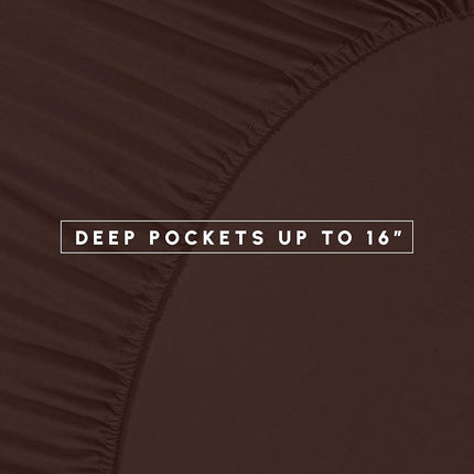 Elegant Comfort Silky Soft 8-Piece Dobby Stripe Bed-in-a-Bag Comforter Set, Includes 4pc Smart Sheet Set, Bed Skirt, Comforter, Matching Pillowcases and Shams - Twin/Twin XL, Chocolate Brown