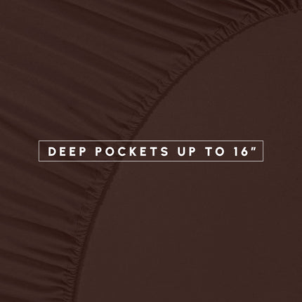 Elegant Comfort Silky Soft 8-Piece Dobby Stripe Bed-in-a-Bag Comforter Set, Includes 4pc Smart Sheet Set, Bed Skirt, Comforter, Matching Pillowcases and Shams - Twin/Twin XL, Chocolate Brown