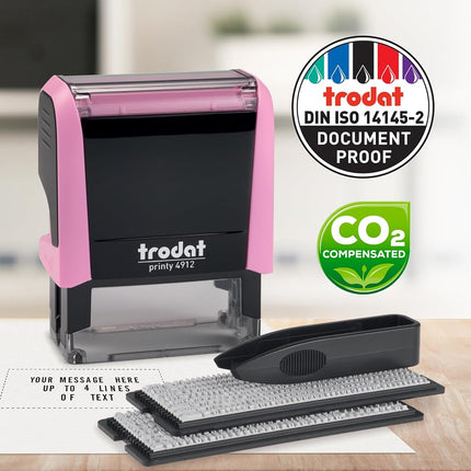 Trodat Printy 4912 Stamp to Design Yourself Pastel Pink - Self-Inking 4 Lines Black Imprint Colour 47 x 18 mm