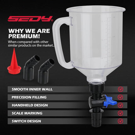 18-Piece Engine Oil Funnel Set, 1.36 qt Automotive Oil Funnel Kit with 12 Adapters, Elbow Fitting, Arrow Screen and Magnetic Storage Hooks Tray, Compatible with GM, Ford, BMW, Audi, Land Rover Etc