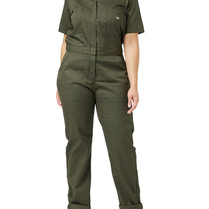 Dickies Women's Short Sleeve Flex Coverall, Moss, X-Small, Moss V1, X-Small