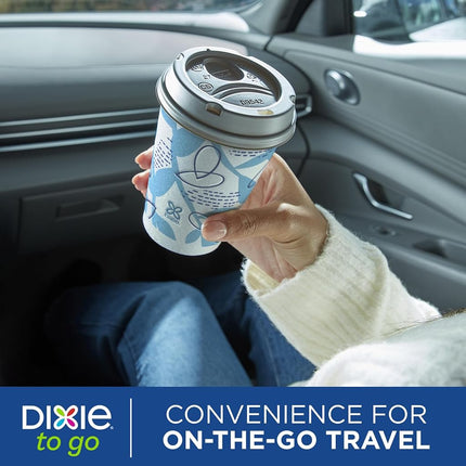 Dixie to Go Paper Cups and Lids, 12Oz, 66 Count, Disposable Insulated Cups and Lids (Designs May Vary)