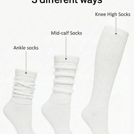 HUE Women's Slouch Sock 3 Pair Pack, White/White/White, One Size (Pack of 3)