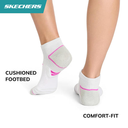 Skechers Women's 3-Pack Performance Golf Low Cut Socks, Odor Control & Mesh Ventilation, Magenta Glow/Cornflower Blue, 9-11