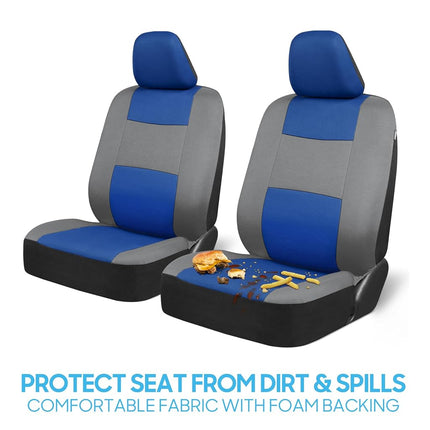 BDK PolyPro Car Seat Covers Full Set in Blue & Gray – Front and Rear Split Bench Seat Covers for Cars, Easy to Install Car Seat Cover Set, Car Accessories for Auto Trucks Van SUV