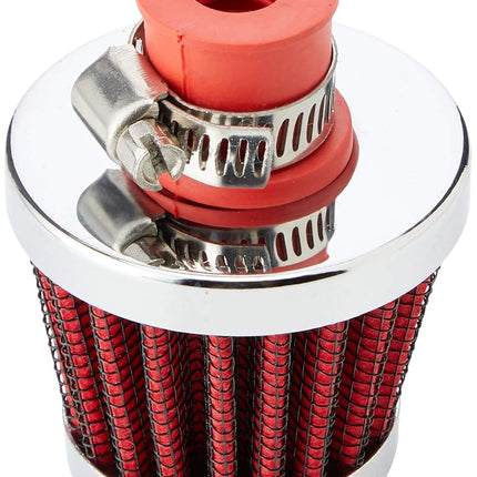 K&N 62-1600RD Vent Air Filter/Breather: Vent Air Filter/Breather; 0.375 in/0.5 in (10 mm/13 mm) Flange ID; 1.75 in (44 mm) Height; 2 in (51 mm) Base; 1.5 in (38 mm) Top