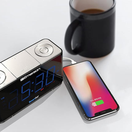 Emerson Radio CKS1507 Smartset Alarm Clock Bluetooth USB