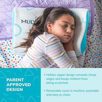 MLILY Memory Foam Kids Pillows Adjustable Cooling Bed Pillow Neck Pillows for Sleeping Sandwich Pillow CertiPUR-US, Suitable for Kids Boy Girl - Perfect for Bed Set, Travel