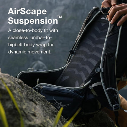 Mochila de senderismo para hombre Osprey Talon 22L con cinturón lumbar, azul cerámica, S/M
