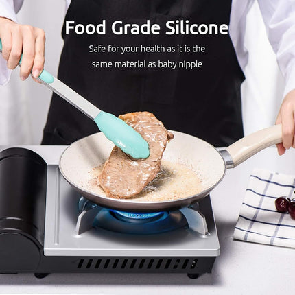 U-Taste 315℃ Heat Resistant Silicone Kitchen Tong 7/9/12in (Teal)