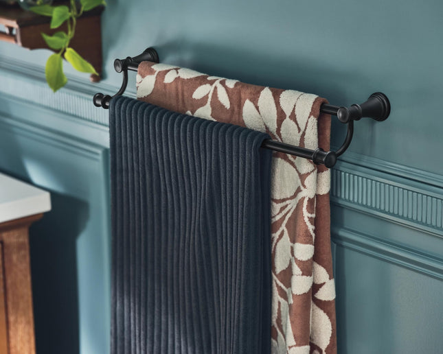 Moen YB6422BL Barra doble para toallas Belfield, negro mate