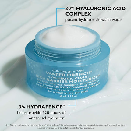 Peter Thomas Roth | Water Drench® Hyaluronic Cloud Rich Barrier Moisturizer | Hyaluronic Acid Barrier Cream For Dry Skin, Fragrance-Free