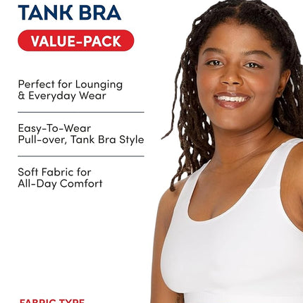 Fruit of the Loom Lot de 4 brassières de sport opaques pour femme, modèle débardeur, coloris Dusk/White/Blush/Grey Heather, taille 44
