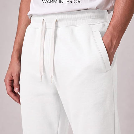 Southpole Men's 1570 Basic Active Fleece Jogger Sweatpants, White a, Small