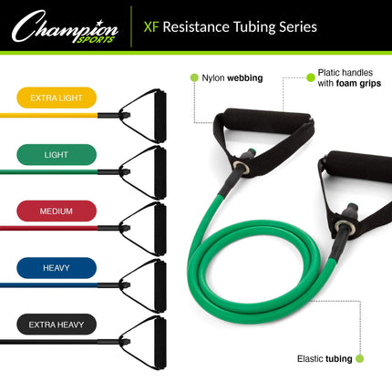 Champion Sports XF100 Extra Light Resistance Tubing w/Foam Handle, Yellow