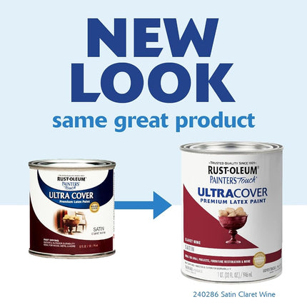 Rust-Oleum 240286 Painters Touch Quart Latex, Satin Claret Wine