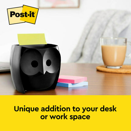 Post-it Owl Note Dispenser, Includes 1 Pad of Post-it 3 in X 3 in Super Sticky Dispenser Pop-up Notes, 45 Sheets, OWL-330-BK