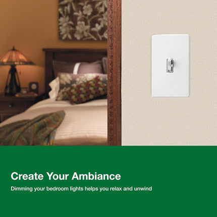 Lutron TGCL-153PH-IV Toggler CFL/LED Single-Pole/3-Way Toggler Dimmer, Ivory