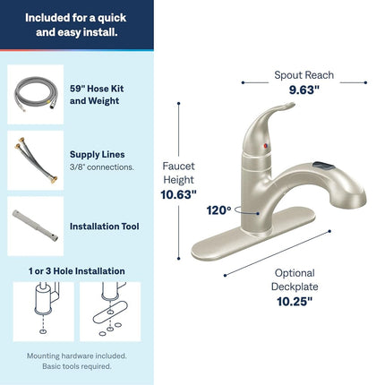 Moen 67315SRS Integra One-Handle Low Arc Pullout Kitchen Faucet, Spot Resist Stainless