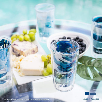 Tervis Yao Cheng Cristal Vert Fabriqué aux États-Unis Gobelet Isotherme à Double Paroi pour Boissons Chaudes et Froides, 4x473ml, Collection Verte