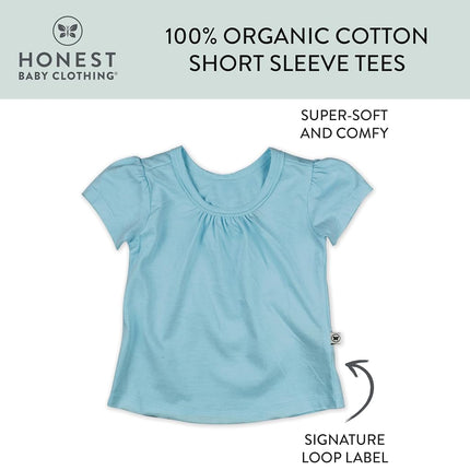HonestBaby 10-Pack Short Sleeve T-Shirts 100% Organic Cotton Baby, Toddler, Little Kids, Boys, Unisex, Rainbow Girl, 2T, Rainbow Girl, 2T