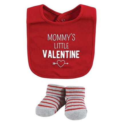 Hudson Baby Unisex Baby Cotton Bib and Sock Set, Valentine Truck, One Size