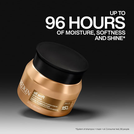 Redken All Soft All-In Mask, Deep Conditioning Hair Treatment for Dry and Brittle Hair, Delivers Up to 12x Softer Hair and 4 Days of Moisture with Argan Oil and Glycerin, 250ml