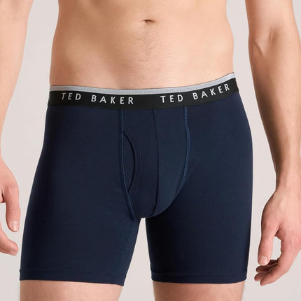 Ted Baker Men's 4 Pack Cotton Stretch Boxer Briefs, Denim/Leaf Print/Grey Heather/Sky, M