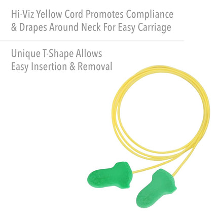 Howard Leight by Honeywell Maximum Lite Low Pressure Corded Disposable Foam Earplugs, Box of 100 Pairs (LPF-30),Green