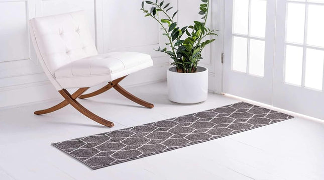 Unique Loom Trellis Frieze Collection Lattice Moroccan Geometric Modern Navy Blue Runner Rug (2' x 6')