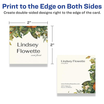 Avery Printable Square Business Cards with Sure Feed Technology, 2" x 2", Ivory Cardstock, Print-to-the-Edge, Laser/Inkjet Cards, 300 Total