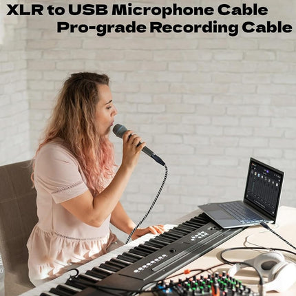 NCGGY USB Microphone Cable, XLR Female to USB Male Mic Link Converter Cable,for Microphones or Recording Karaoke Sing,1.5M