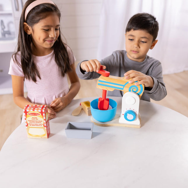 Melissa & Doug Wooden Make-a-Cake Mixer Set (10 pcs) - Play Food and Kitchen Accessories - Kitchen Playset Accessories, Pretend Play Kitchen Toys For Kids Ages 3+