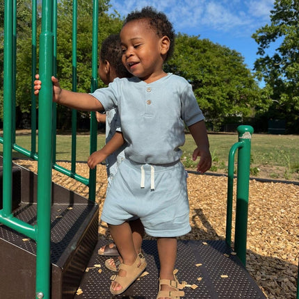 Gerber Unisex Baby Bodysuit and Shorts Set, Blue, 24 Months