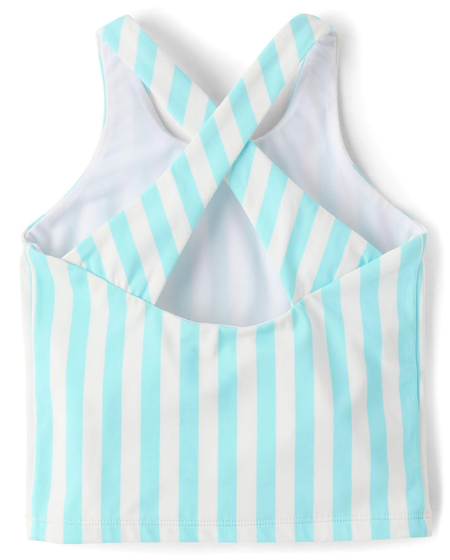 The Children's Place Girls' 2-Piece Tankini Swimsuit, Seagrove Stripe, Medium