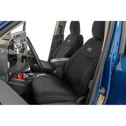 Rough Country Neoprene Seat Cover Set for Ford Maverick (2022-2024) - Fits Models with Folding Armrest, Includes (4) Headrest Covers