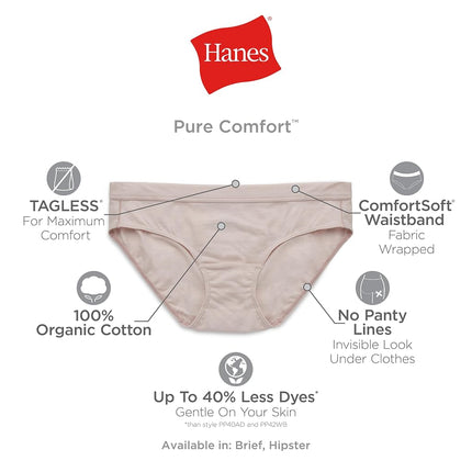 Hanes Women's Pure Comfort Briefs 6-Pack, Assorted, 8