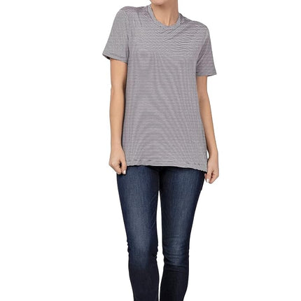 Chef Works womensSHT01WWomens Striped T-Shirt Short Sleeves T-Shirt - - X-Small Grey
