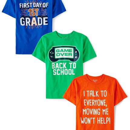 The Children's Place Boys' Family,mom,dad,sibiling Short Sleeve Graphic T-Shirts,multipacks, Genius/Best Friends 2-Pack, Medium