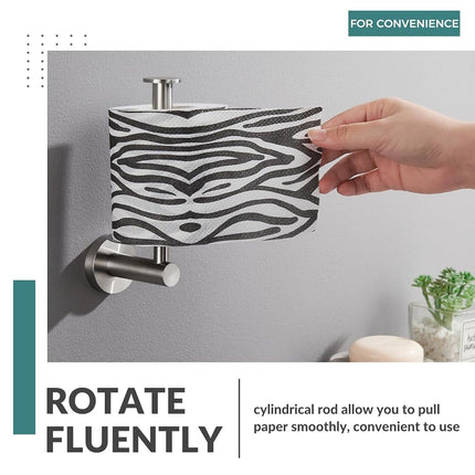 Toilet Paper Holder with Round Plate Aomasi SUS304 Stainless Steel Vertical Tissue Roll Hanger Bathroom Accessory Brushed Nickel