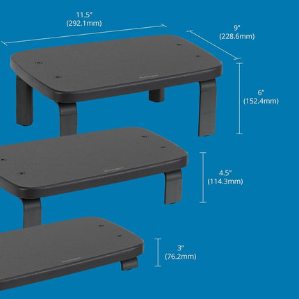 Kensington Monitor Stand - Small Ergonomic Screen Riser (W300 x D249 x H42 mm) with SmartFit System - Black (K52785WW)