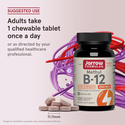 Jarrow Formulas Methyl B-12,Supports Brain Cells and Nerve Tissue, 2500 mcg, 100 Lozenges