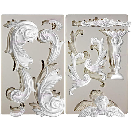 FUNSHOWCASE Baroque Ornament Curlicues Silicone Moulds 3-Count Cherub|Birdbath|Scrollworks|Art Deco Lace