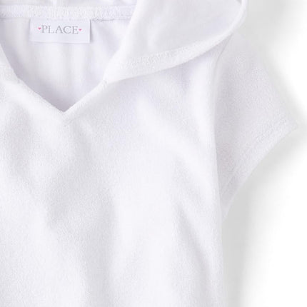 The Children's Place girls Hooded Swim Coverups, White, Small