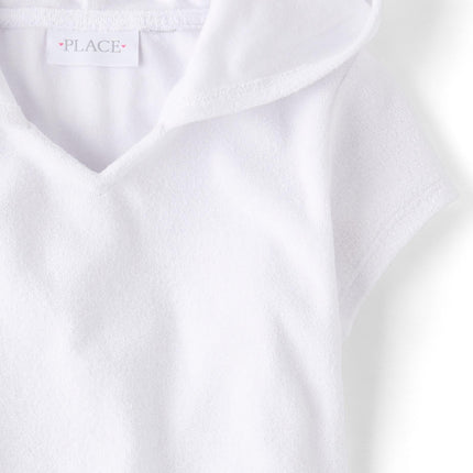 The Children's Place girls Hooded Swim Coverups, White, XX-Large